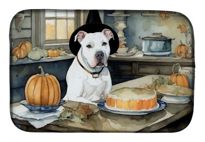 Pit Bull Terrier Fall Kitchen Pumpkins Dish Drying Mat Absorbent Dish Drying Mat Pad for Kitchen Counter Dish Drainer Mat for Countertop, 14 x 21