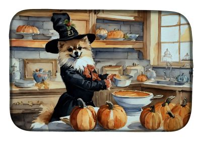 Pomeranian Fall Kitchen Pumpkins Dish Drying Mat Absorbent Dish Drying Mat Pad for Kitchen Counter Dish Drainer Mat for Countertop, 14 x 21"