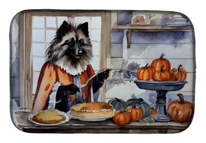 Keeshond Fall Kitchen Pumpkins Dish Drying Mat Absorbent Dish Drying Mat Pad for Kitchen Counter Dish Drainer Mat for Countertop, 14 x 21", Multi