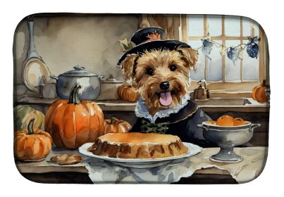 Lakeland Terrier Fall Kitchen Pumpkins Dish Drying Mat Absorbent Dish Drying Mat Pad for Kitchen Counter Dish Drainer Mat for Countertop, 14 x 21