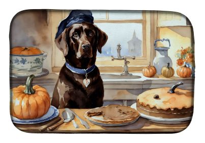 Chocolate Lab Fall Kitchen Pumpkins Dish Drying Mat Absorbent Dish Drying Mat Pad for Kitchen Counter Dish Drainer Mat for Countertop, 14 x 21"