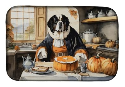 Saint Bernard Fall Kitchen Pumpkins Dish Drying Mat Absorbent Dish Drying Mat Pad for Kitchen Counter Dish Drainer Mat for Countertop, 14 x 21"