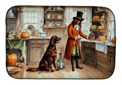 Irish Setter Fall Kitchen Pumpkins Dish Drying Mat Absorbent Dish Drying Mat Pad for Kitchen Counter Dish Drainer Mat for Countertop, 14 x 21"