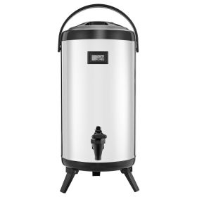 Insulated Beverage Dispenser, 2.4 Gal/9.2L Stainless Steel Thermal Drink Server with Spigot & Temp Display, Suitable for Hot and Cold Drinks