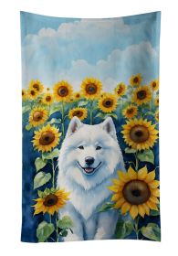 Samoyed in Sunflowers Kitchen Towel Dish Cloths Guest Hand Towel Decorative Bathroom Towel for Face,Tea, Dishcloth, Kitchen and Bath (Default: Default)
