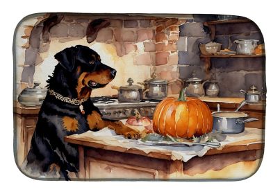 Rottweiler Fall Kitchen Pumpkins Dish Drying Mat Absorbent Dish Drying Mat Pad for Kitchen Counter Dish Drainer Mat for Countertop, 14 x 21" (Default: Default)